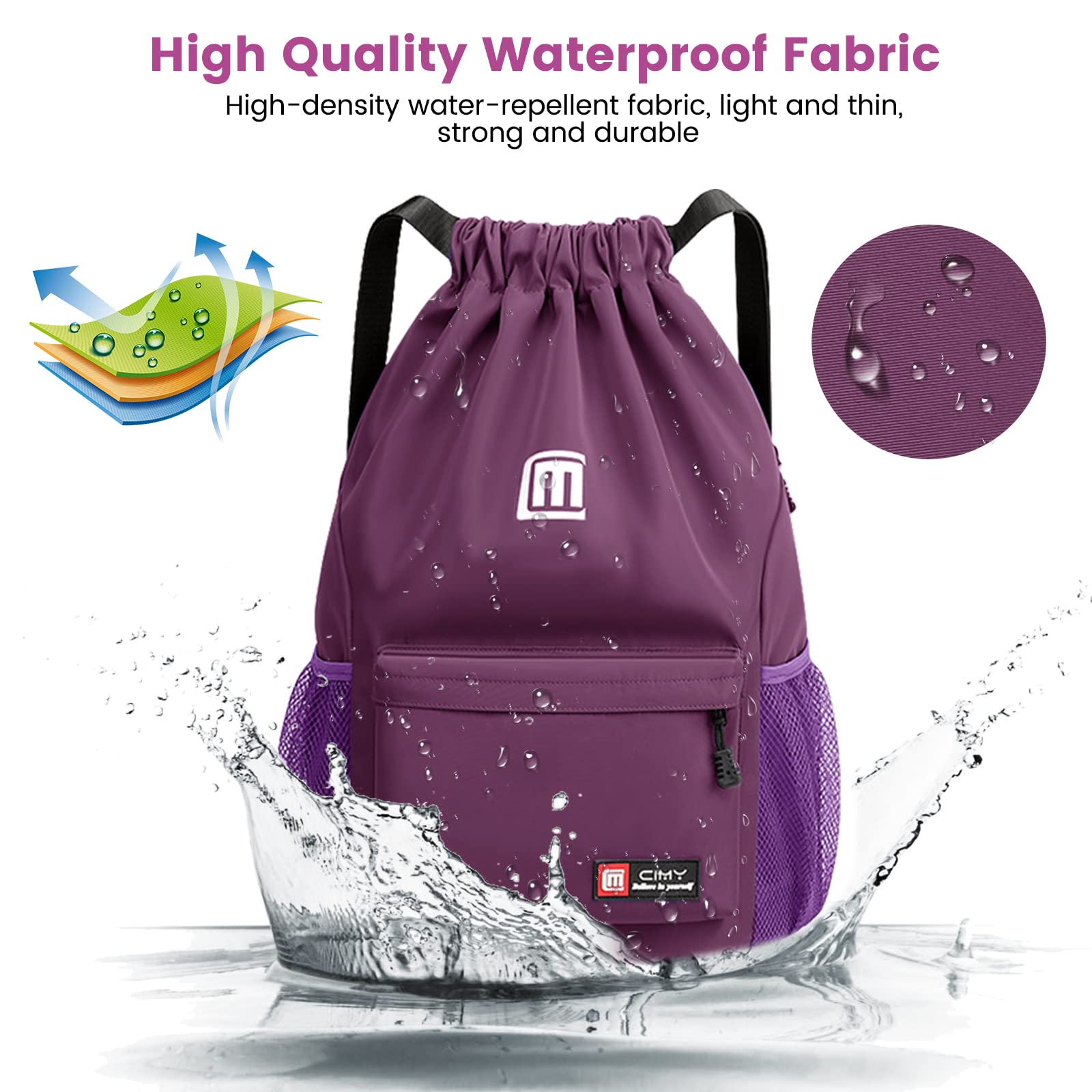 Eucomir Mochilas De Cuerdas, Mochila Deporte Mochila Gym De Malla Agua, Bolsa De Cordón Impermeable De Nylon Bolsa De Gimnasio Cordón — view 4