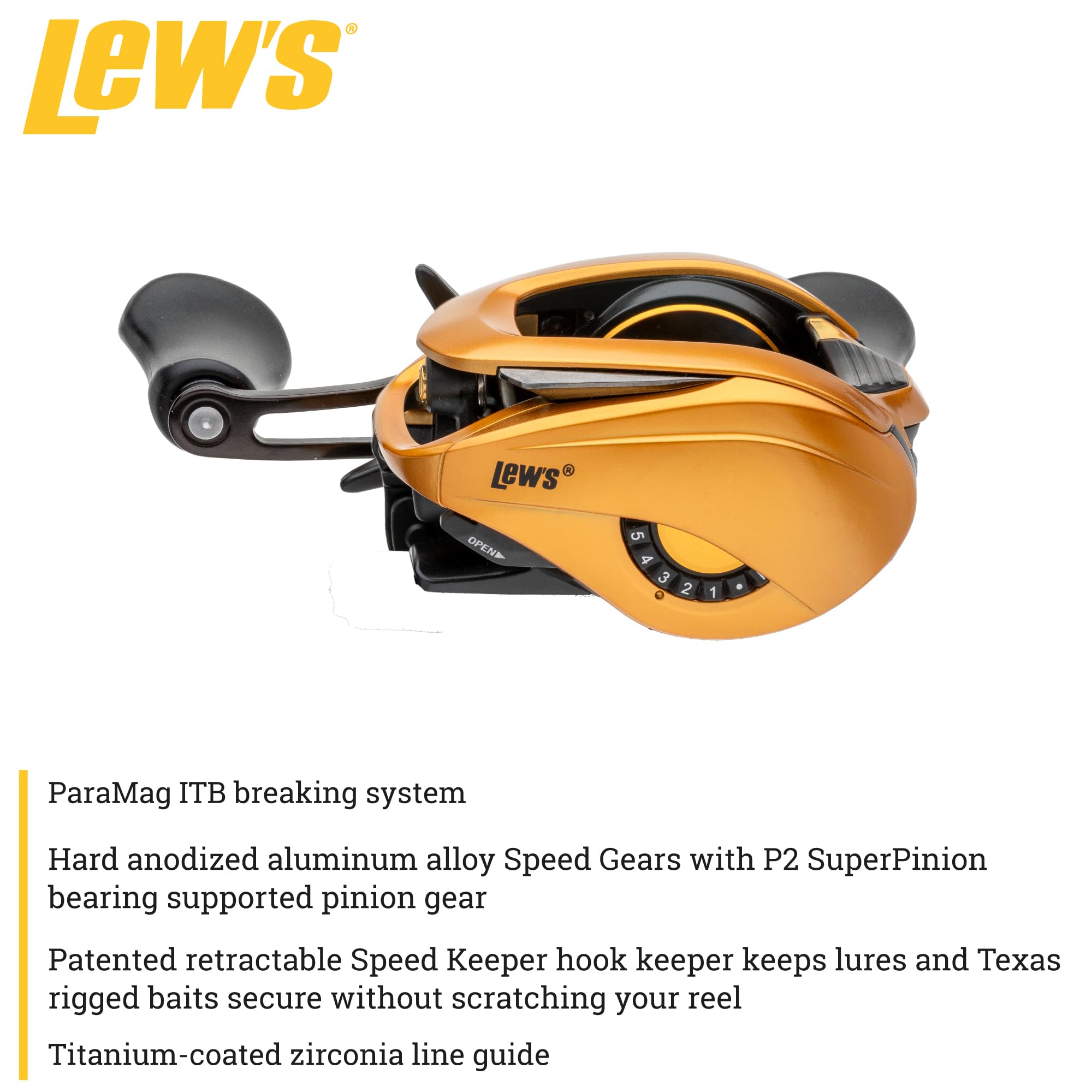 Lew's Custom Pro Baitcast Fishing Reel, 10+1 Bearings, 6.8:1 Gear Ratio, Aluminum Frame and Sideplate, ParaMag ITB Brake, Right-Hand Retrieve : Sports & Outdoors