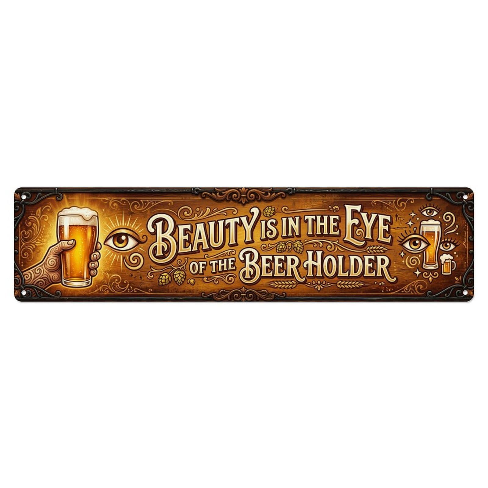 Beauty Beer Pub Beverage Metal Tin Sign Plaque Wall Decor for Cafe, Club Bar, Office, Home Garden Metal Poster 4x16Inch