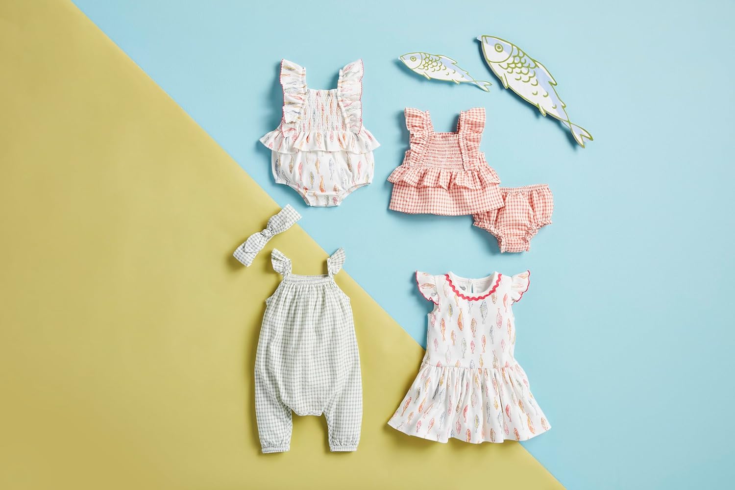 Mud Pie baby-girls Mud Pie Children's Girl Fish Smocked Bubble - Image 2