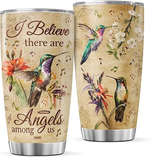 Vaso de café de colibrí, taza de viaje grande con tapa, regalos de cumpleaños para mujeres, mamá, abuela, taza aislada para bebidas calientes y