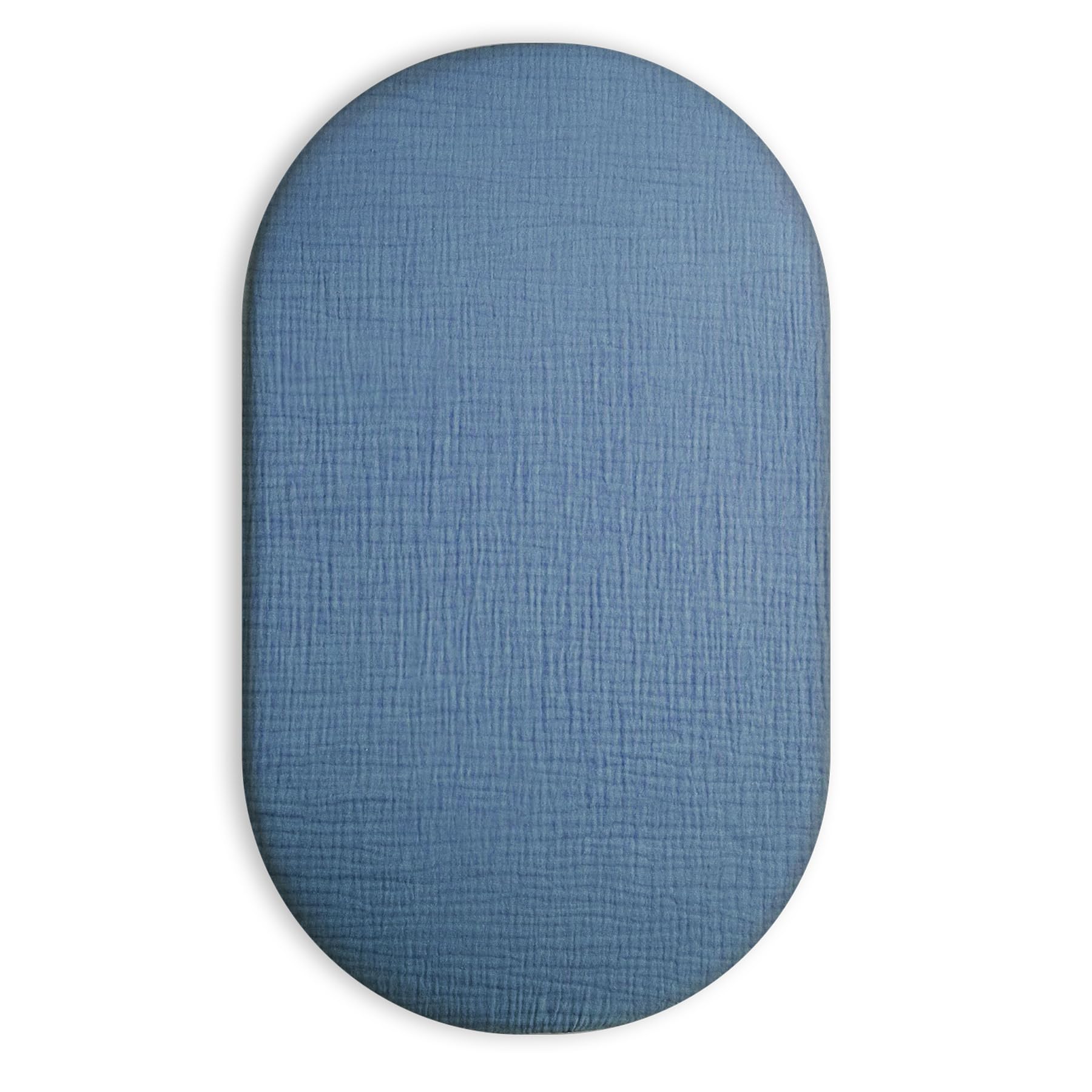 Bassinet Sheet for Baby Boy and Girl, Fitted Sheets for Rectangle, Oval, Hourglass Bassinet Mattress, Muslin Moses Basket Sheets with Neutral Style (Blue) โ image 1