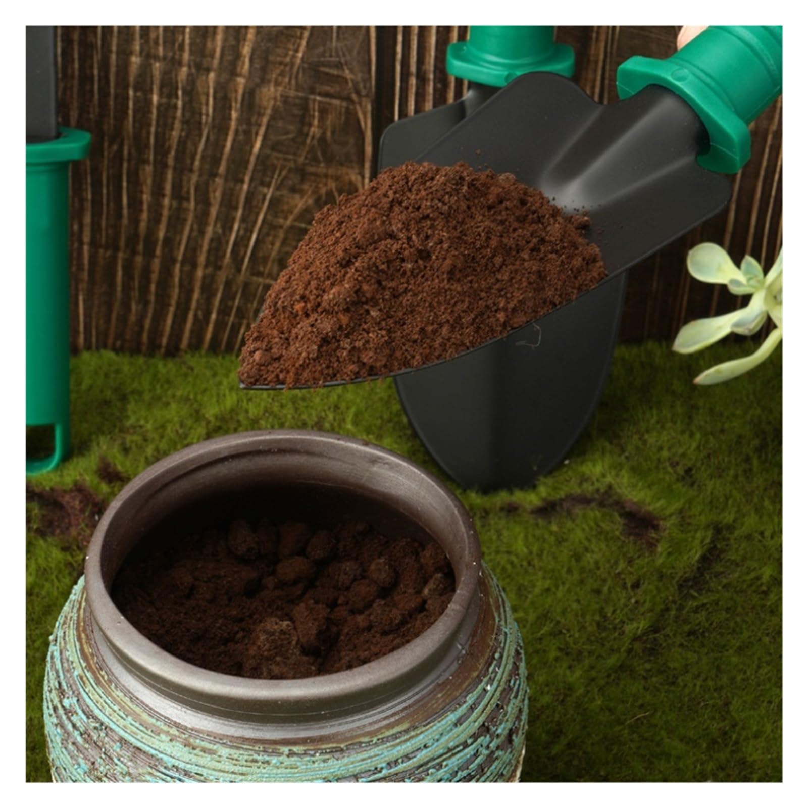 Attrezzi da Giardinaggio in ghisa, Set Attrezzi da Giardino Verde Nero 10 Pz con Custodia(10 Piece Set)
