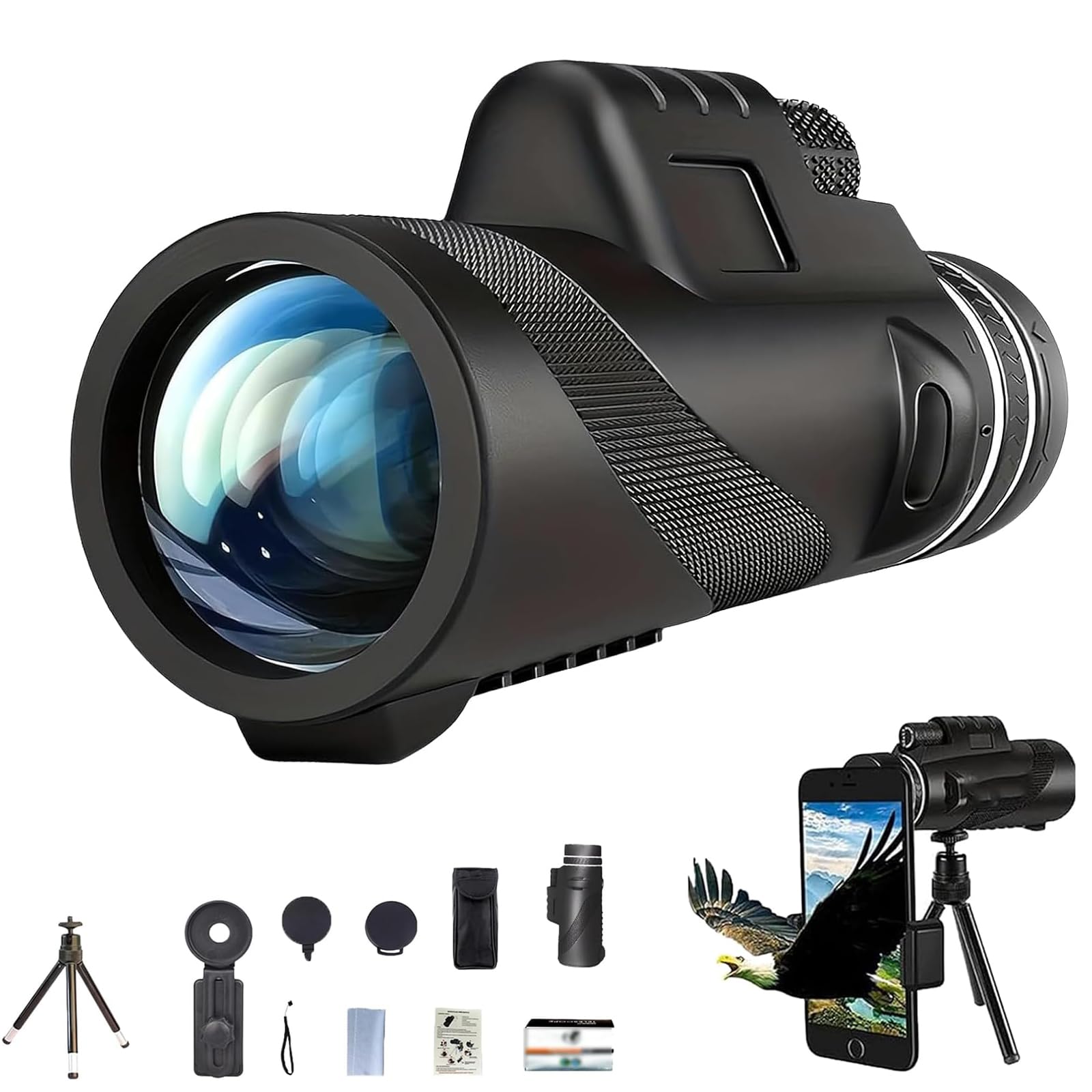360 Monocular Scope Set for Adults Long Range, High-Definition Flash Telescope, for Bird Watching Camping Travelling Concert