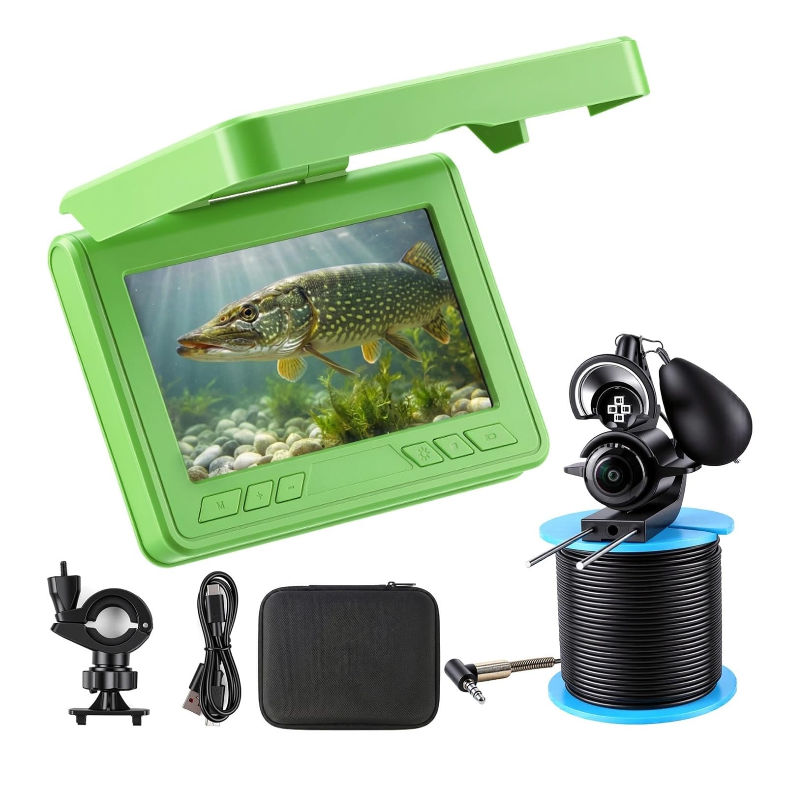 Detector de Peces, Buscador Visual de Peces Submarino portátil 4.3 "Monitor LCD Cámara Pesca HD
