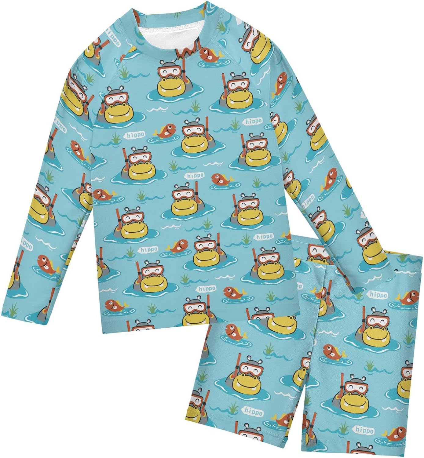 ZZXXB Dinosaur Basketball Player Boys Swimsuit Rash Guard Toddler Kids Long Sleeve Swim Shirt and Trunks 3-10T