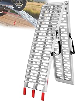 Ruedamann 7.5'L Loading Ramp with 750 LBS Capacity, Foldable Aluminum Ramp for ATV/Motorcycles/Trucks (1 Piece, Silver)