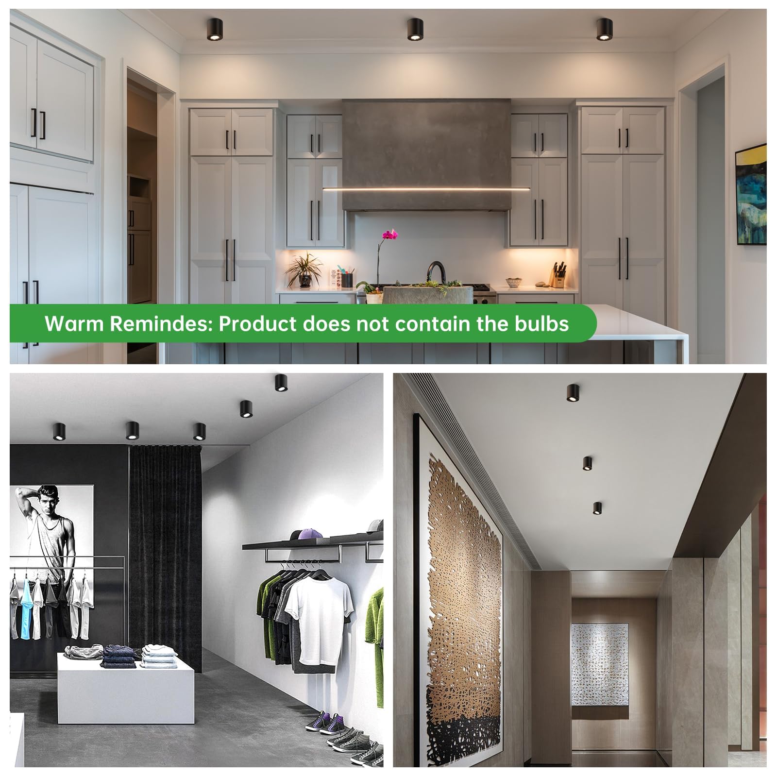 HOMEOW Lot de 8 Spots de Plafond Noir, Spot LED en Saillie Orientable, avec Douille GU10, Spot plafonnier en Aluminium, Ø80x85mm Plafonnier Spot pour Modules GU10, Rond
