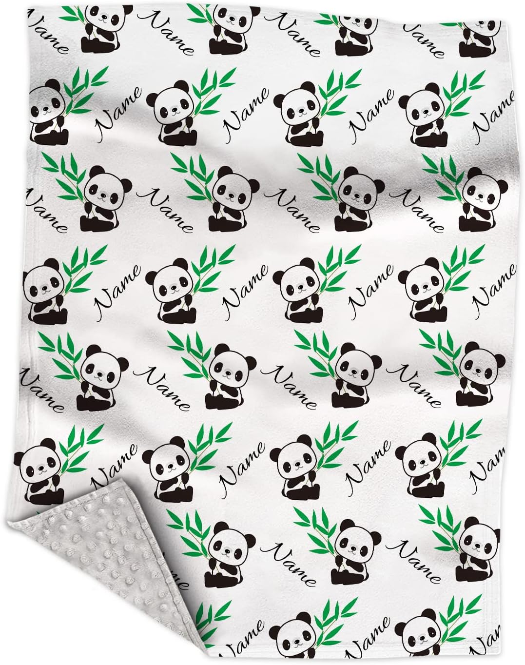 Personalized Cute Panda Minky Baby Blanket with Name, Customized Blankets for Boys Girls Kids, Soft Plush Infant Toddler Baby Newborn Blanket, Birthday Gift for New Baby