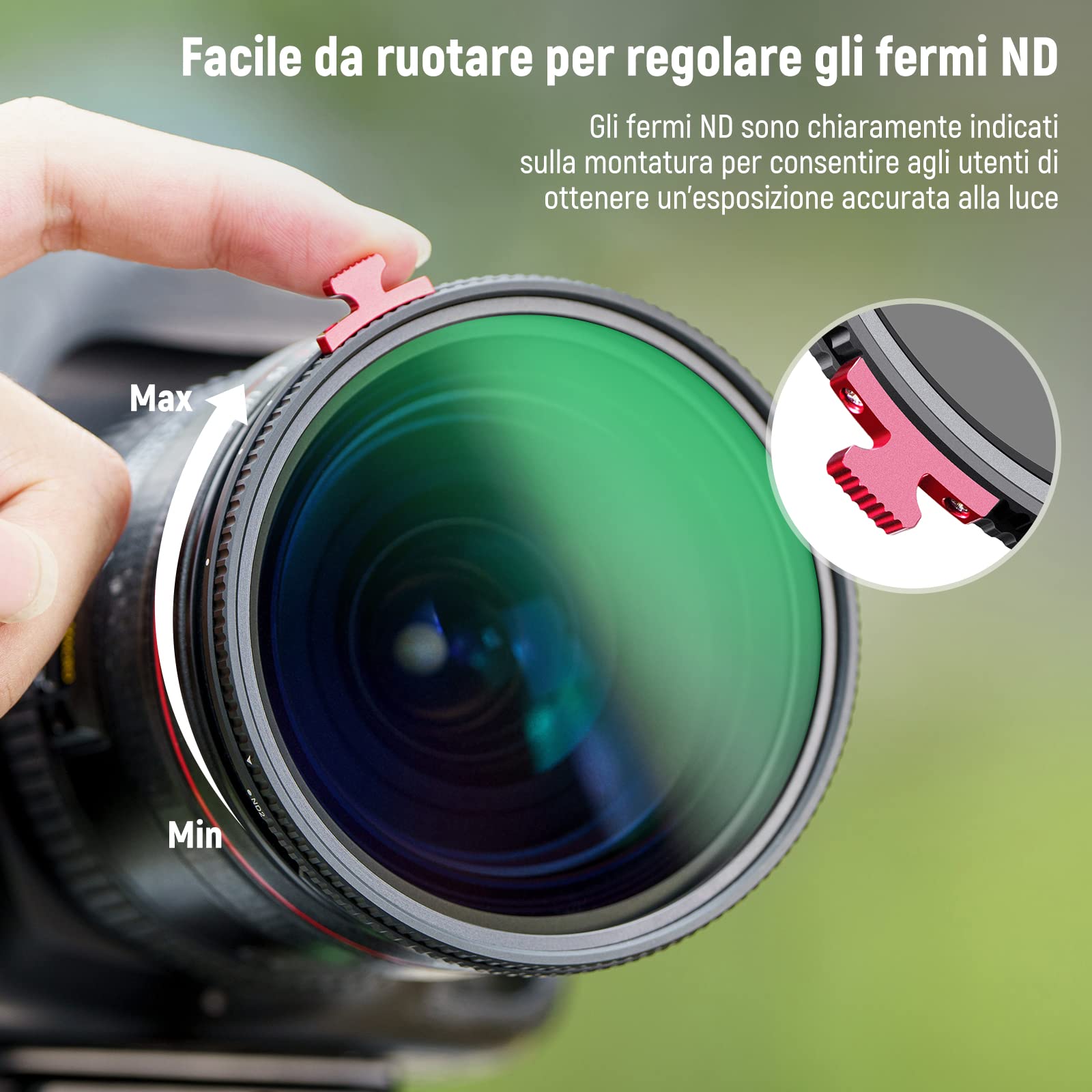 NEEWER Filtro 2 In 1 52mm – ND Variabile ND2-ND32 + Diffusione Nera 1/4 – Rivestimento Nano, Effetto Cinematografico