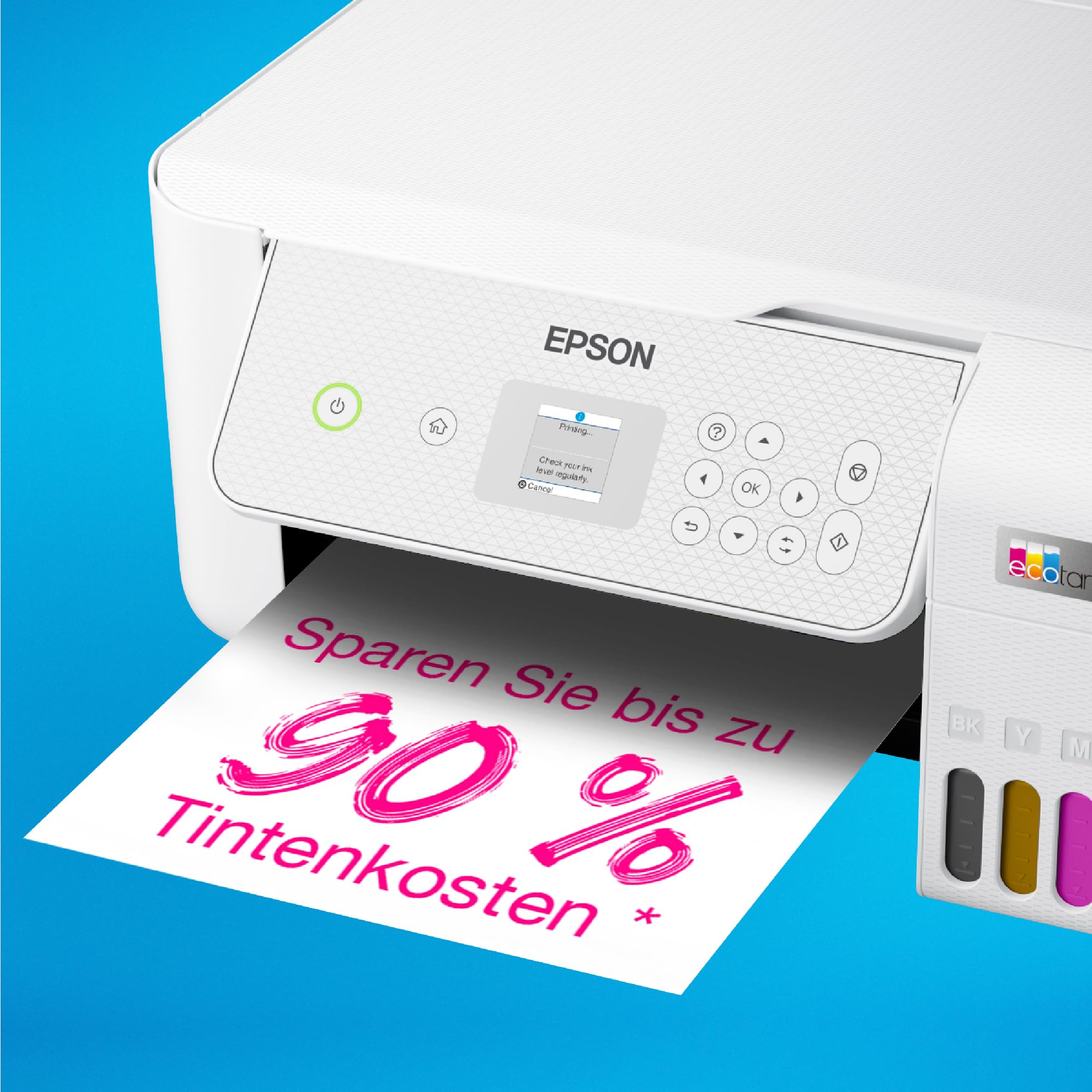 EcoTank ET-2876 - Impresora de Tinta multifunción Wi-Fi A4 con un Stock de Tinta Incluido de hasta 3 años