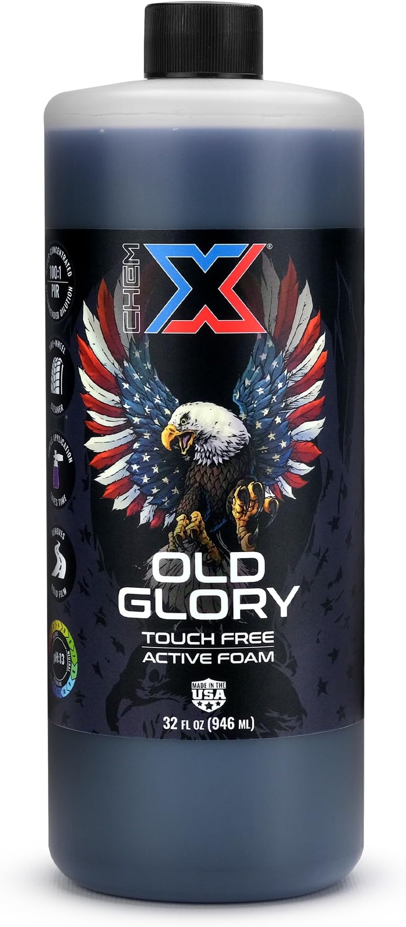 Old Glory: Touch-Free Active Foam Vehicle Wash, High-Clinging Foam Removes Road Film, Grease, Salt, and Bugs, High pH Soap for Trucks Cars and Equipment -32oz