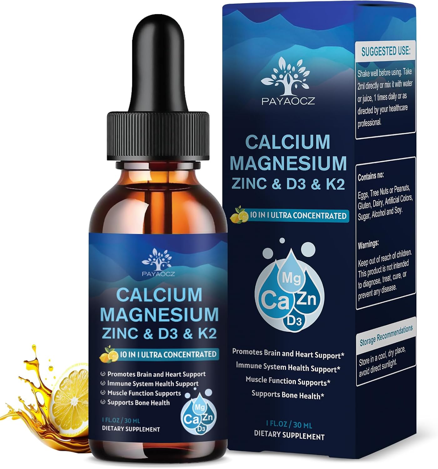 (2 Pack) 10 in 1 Magnesium Calcium Zinc Supplement with Vitamin C D3 K2, Glycinate Mag Vegan Liquid Drops Plus L-Theanine Boron Sea Moss Extract, Immune Support, Bone, Sleep & Leg Cramps, 1 Fl Oz (2 Pack) 10 in 1 Magnesium Calcium Zinc Supplement with Vitamin C D3 K2, Glycinate Mag Vegan Liquid Drops Plus L-Theanine Boron Sea Moss Extract, Immune Support, Bone, Sleep & Leg Cramps, 1 Fl Oz