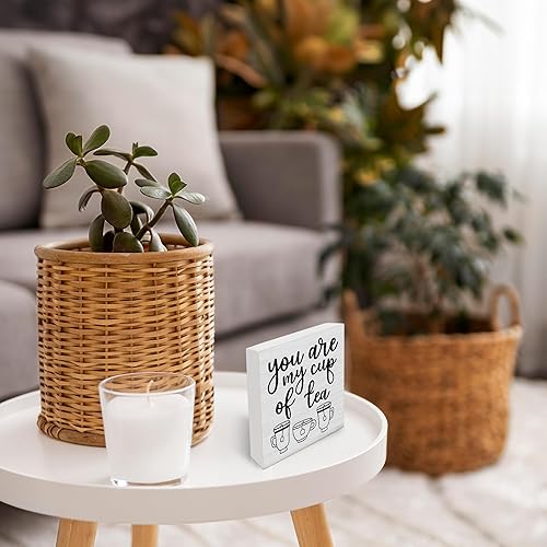 Miniatura 5 de Letrero de madera con texto en inglés You are My Cup of Tea Box para decoración de escritorio romántica para el hogar, cocina, estante de cocina,