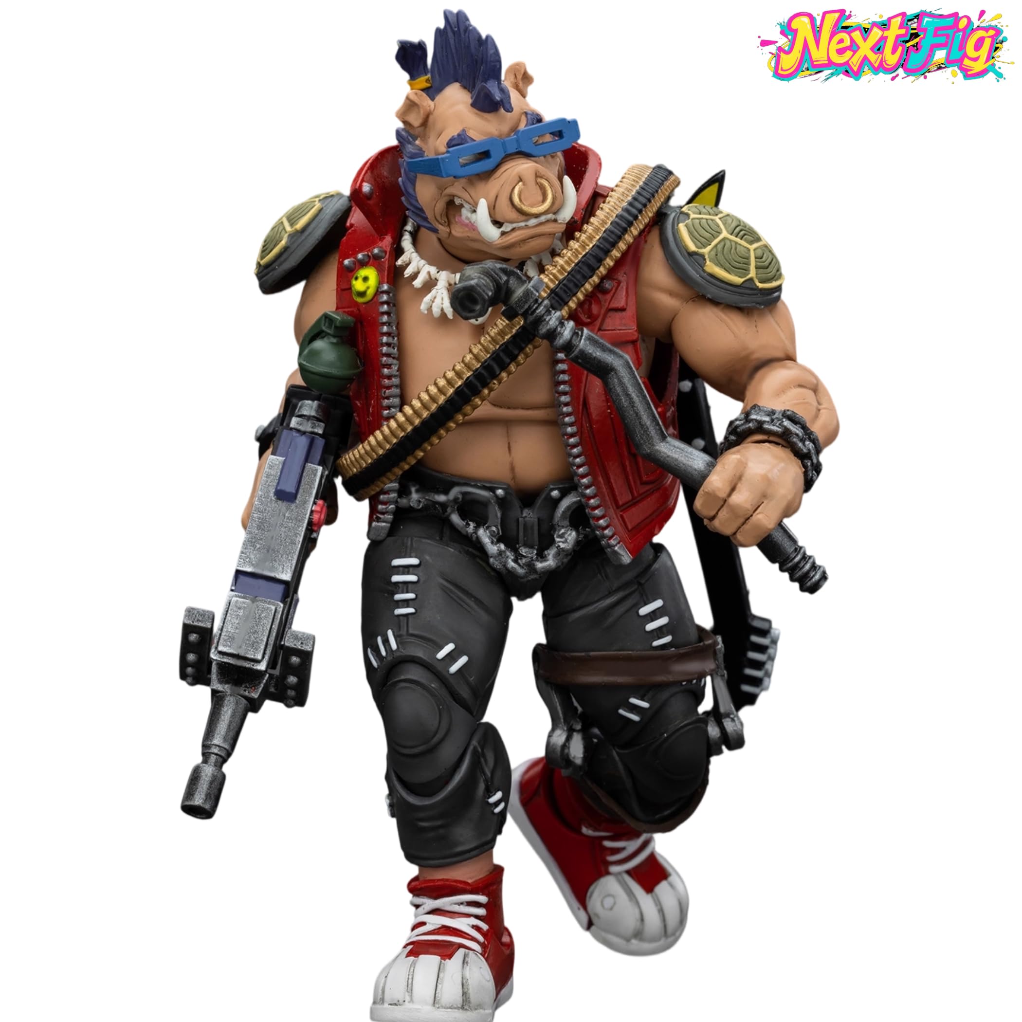 JOYTOY TMNT-Beebop Figurine d'action Beebop 1/18 Armes détachables Joints articulés 11,4 cm Modèle de collection Cadeau d'anniversaire Collectionneurs de films
