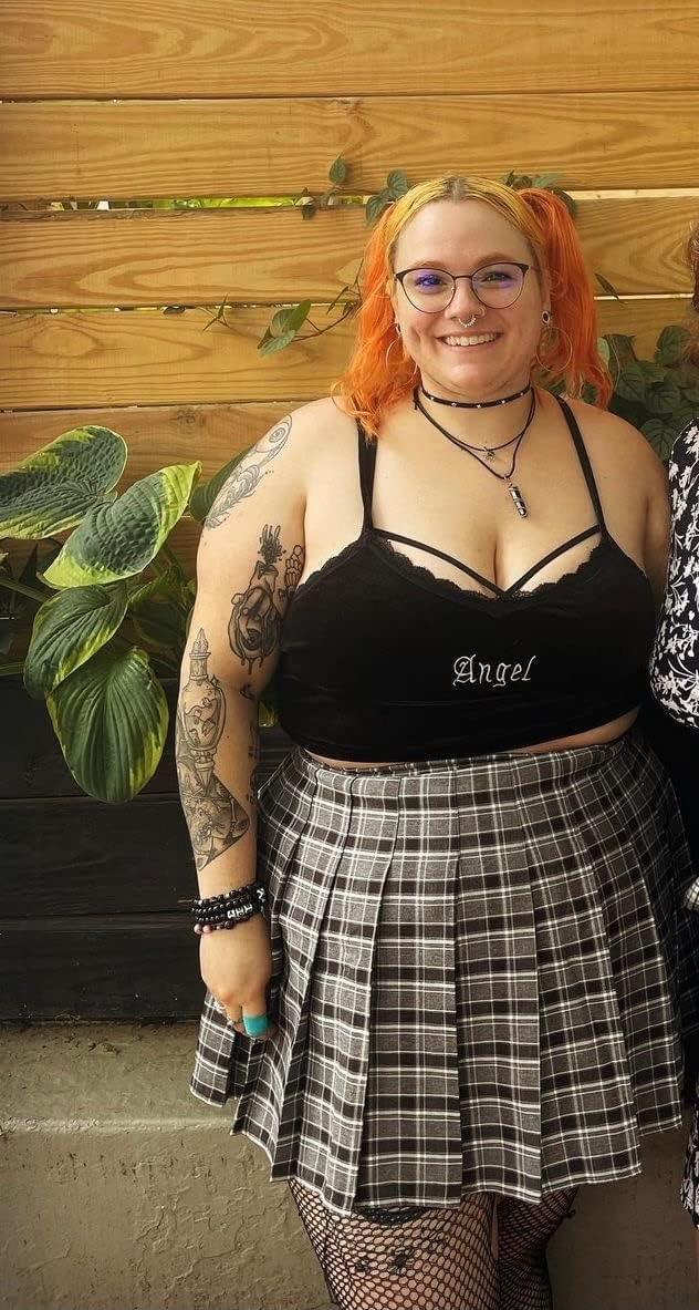 DAZCOS US Size Plaid Skirt for Women with Shorts High Waist Pleated Skater Skirts for Schoolgirl