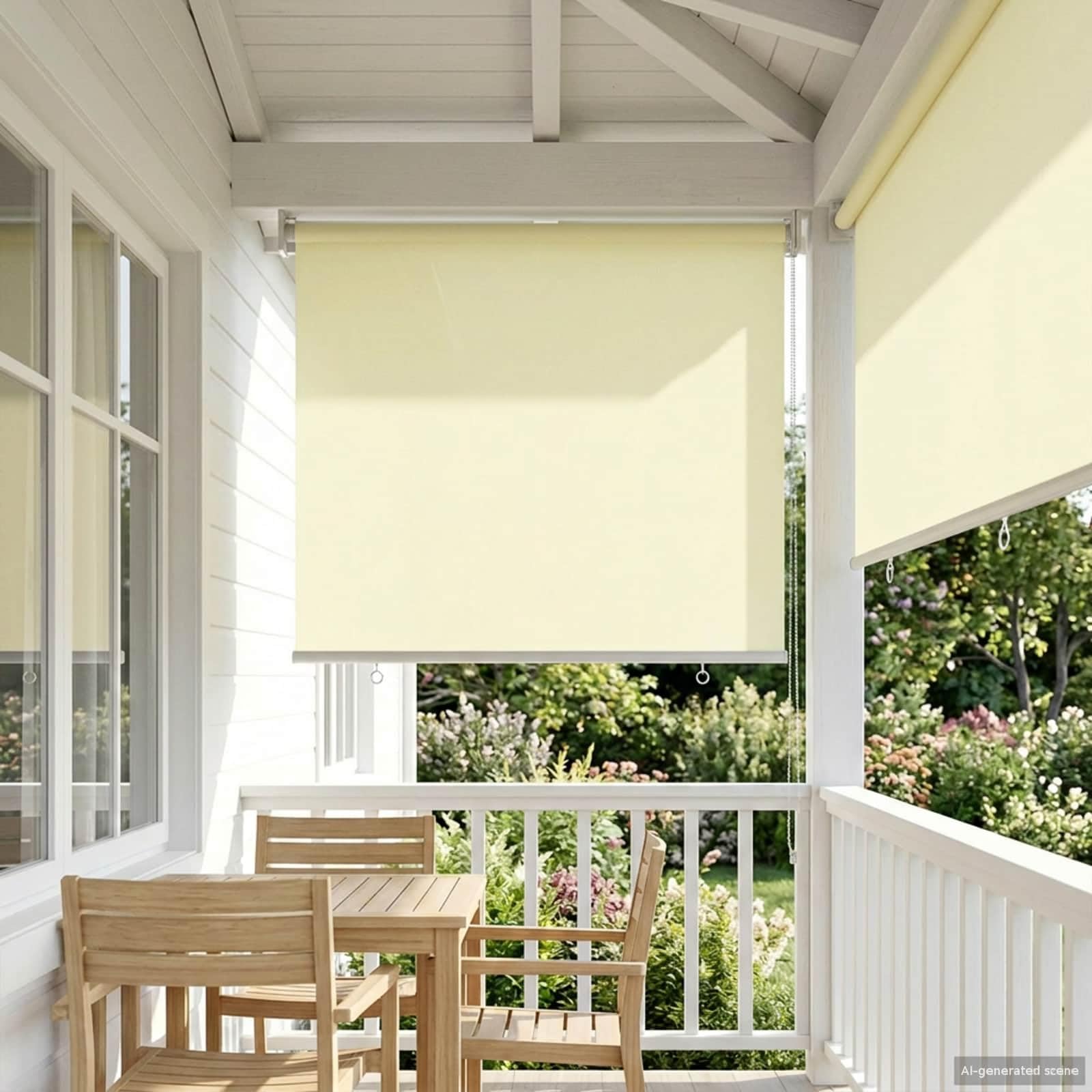 Tenda avvolgibile in poliestere, color crema, per parete o soffitto | Controllo termico, filtro solare, privacy, catena sinistra o destra, per soggiorno o serra