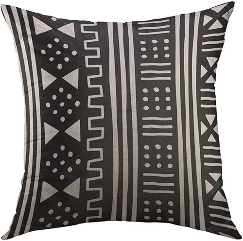 Mugod Funda de almohada decorativa para sofá, funda de almohada africana de color blanco afrocéntrico y negro, decoración del hogar, 18 x 18 pulgadas