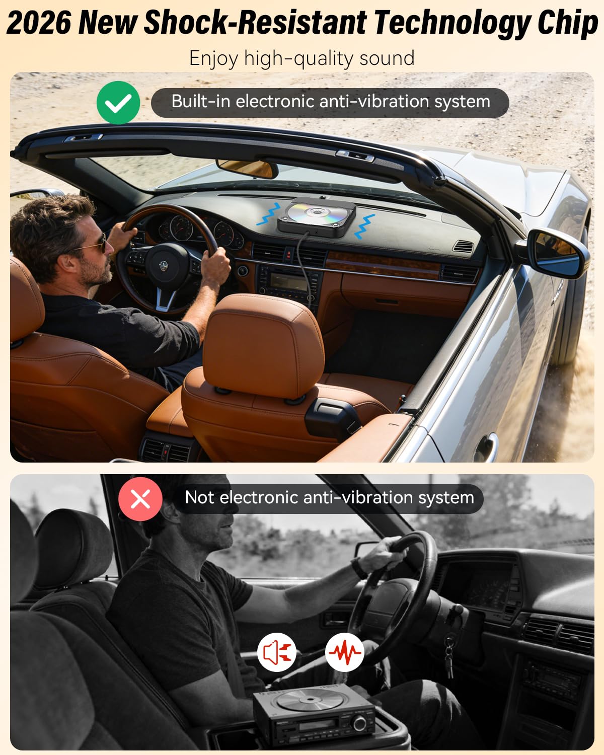 MONODEAL Externer CD Player für Auto, Plug-and-Play Auto CD-Player mit USB/AUX Anschluss, Universeller USB CD Laufwerk für Fahrzeug, Laptop, Fernseher