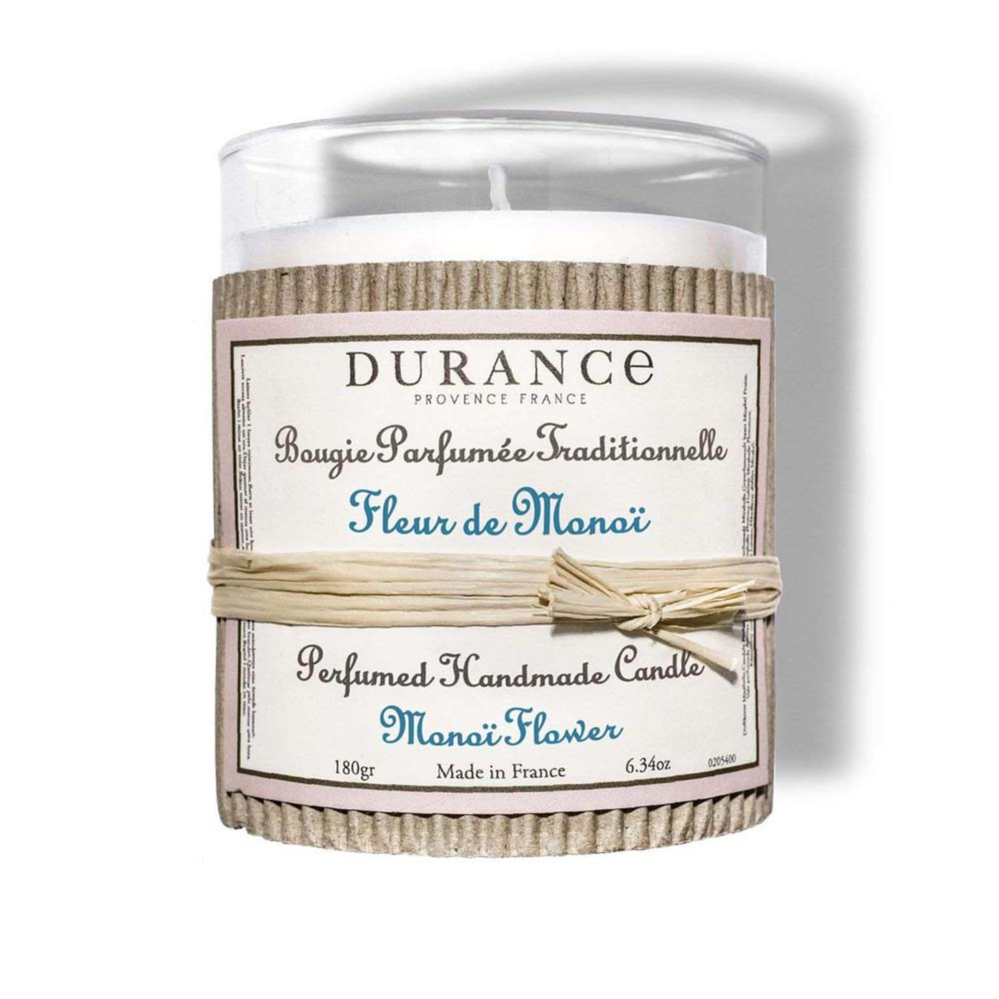 Durance Monoi Flower Perfumed Handmade Candle 180g – Luxury Scented Candle with Glass Jar – 40hrs Long Burning Candle - Home Fragrance Aromatherapy Candle