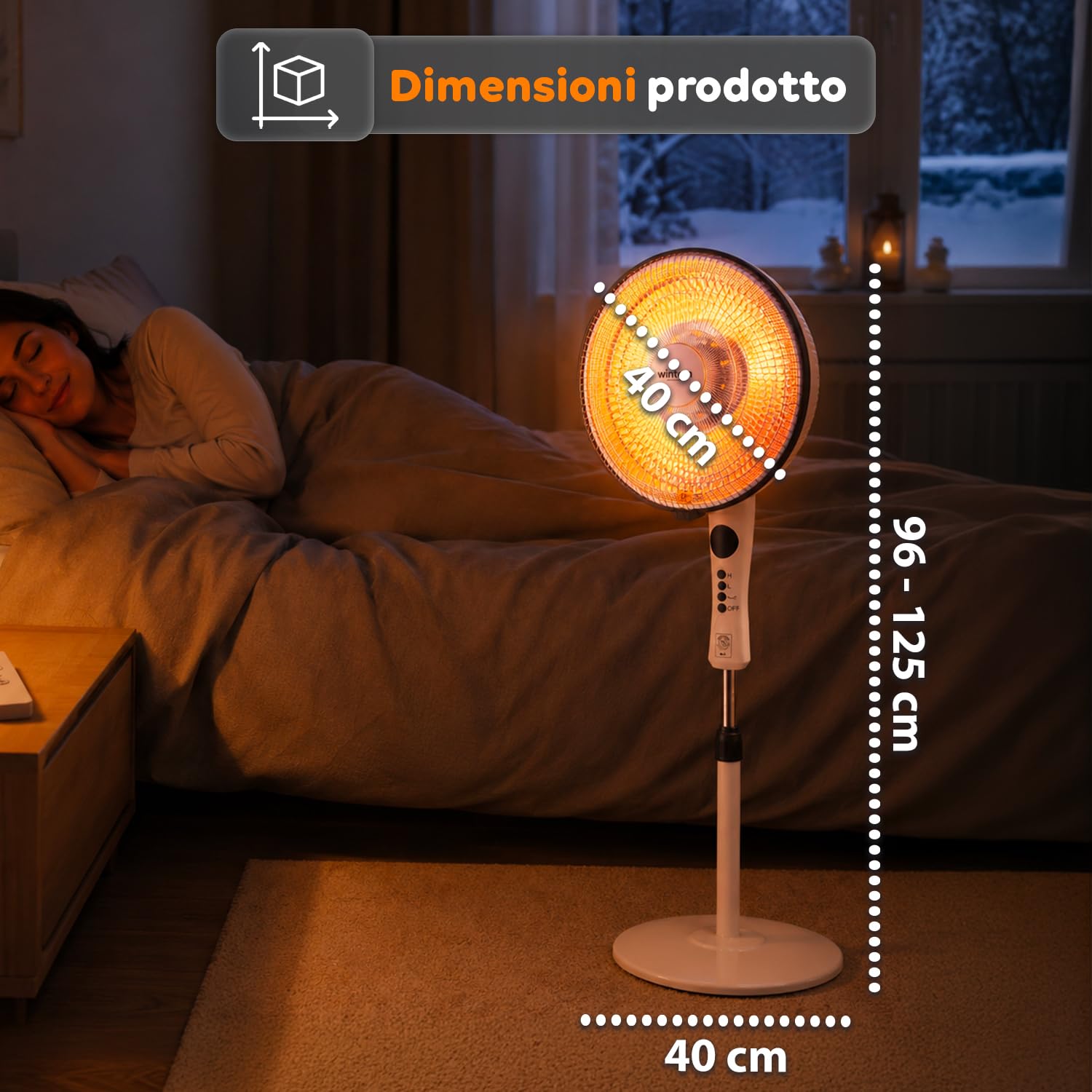 Avilia – Stufa Elettrica a Parabola con Elemento al Carbonio 550/1100W, Timer, Telecomando e Oscillazione per Riscaldamento Casa Rapido e a Basso Consumo Energetico