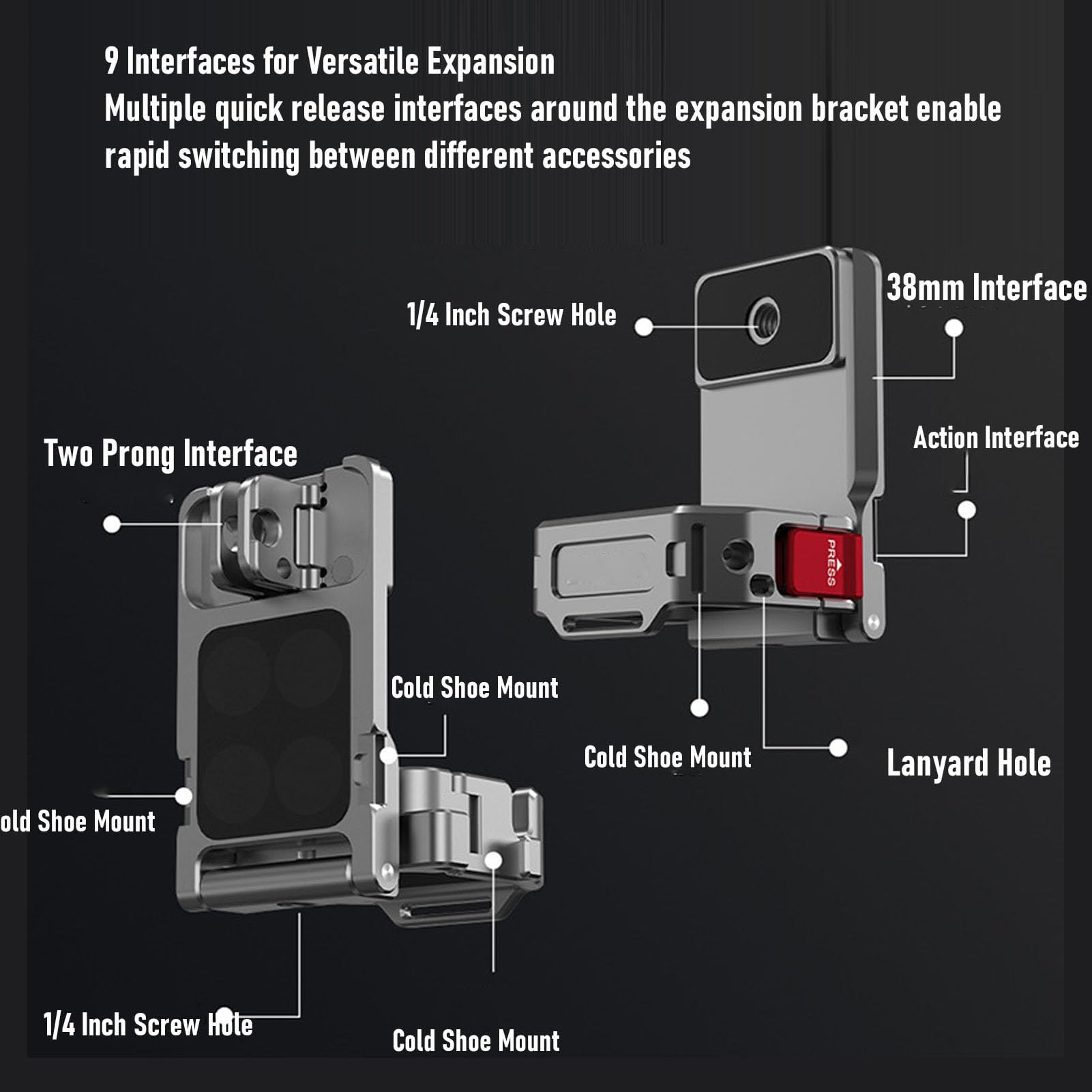 Base magnética de cámara de acción con diseño de aleación de aluminio duradero para POCKET 3 y accesorios, ideal para la estabilidad de filmación (rosa)
