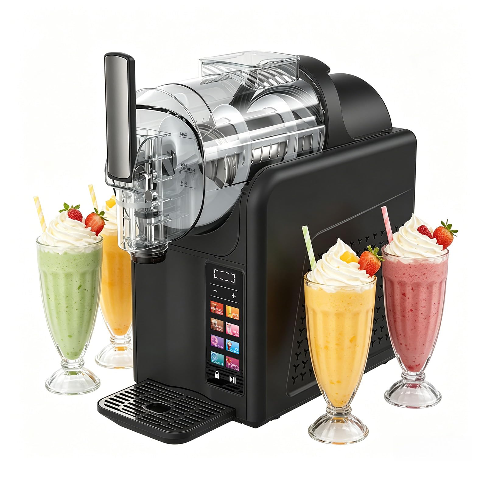 BANGBANGJI 68oz Slushie Machine, Freezing Drink Maker No-Ice-Needed with 6 Presets Programs, LED Display, Self Cleaning & Adjustable Temperature, Slushy Maker for Margaritas, Frappés, Milkshake Black