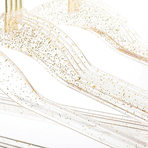 Miniatura 3 de Perchas de purpurina para bebé, 20 unidades, 13.7 pulgadas para niños, perchas transparentes con purpurina para armario, perchas antideslizantes que
