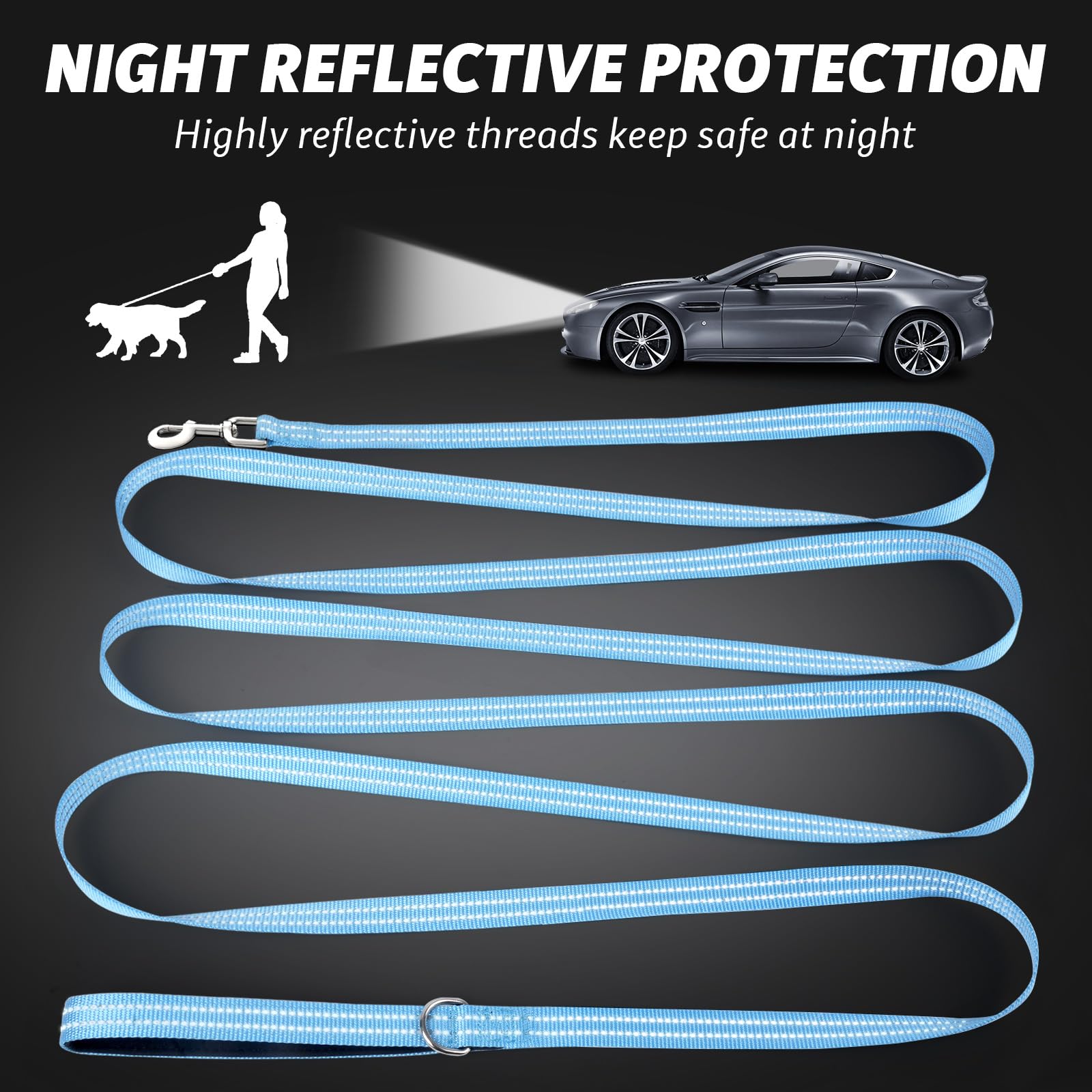 The XiaZ Long Dog Leash offers comfort and visibility for outdoor adventures.