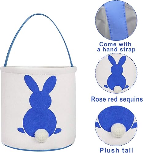Miniatura 2 de 3 unidades de cesta de caza de huevos de Pascua para niños, cesta de conejo, bolsas de huevo, conejo, colas esponjosas, fiesta, celebrar,
