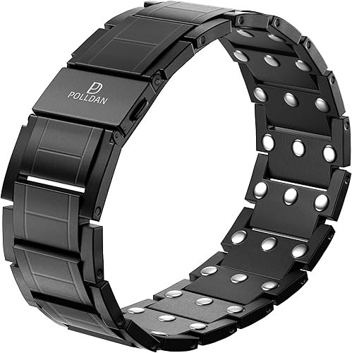 Miniatura 8 de Pulsera magnética para hombre, 6200 Gauss Power, elegante titanio negro con cierre de metal y longitud ajustable, 3 veces de fuerza, regalo para él