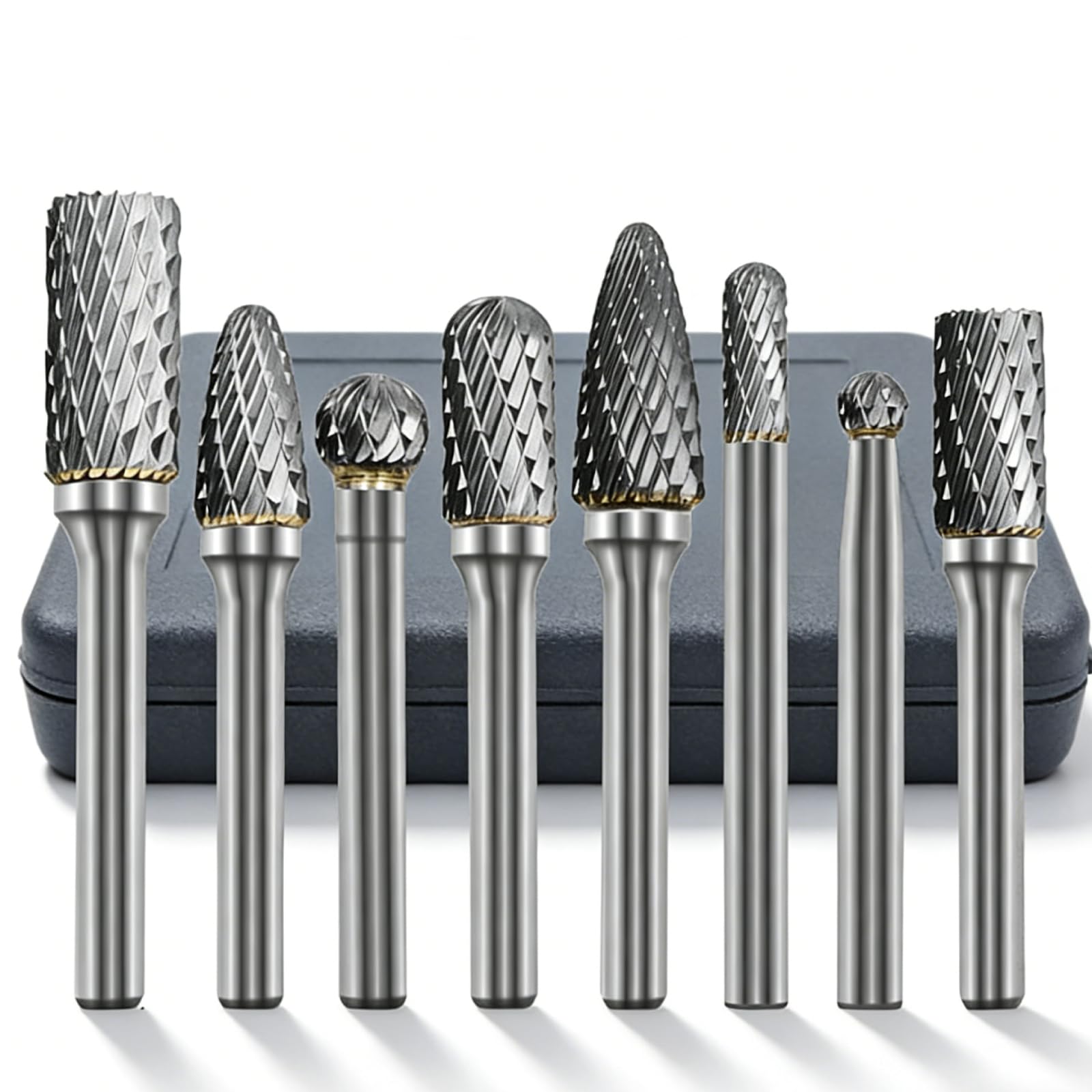 Hartmetall FräSstifte Set, 8 Stück Metall FräSer Wolframcarbid HartmetallfräSer Mit 1/4" (6mm) Schaft, Doppelschnitt MetallfräSer FräSbohrer RotationsfräSer Raspel FüR Metallpolieren, Gravieren