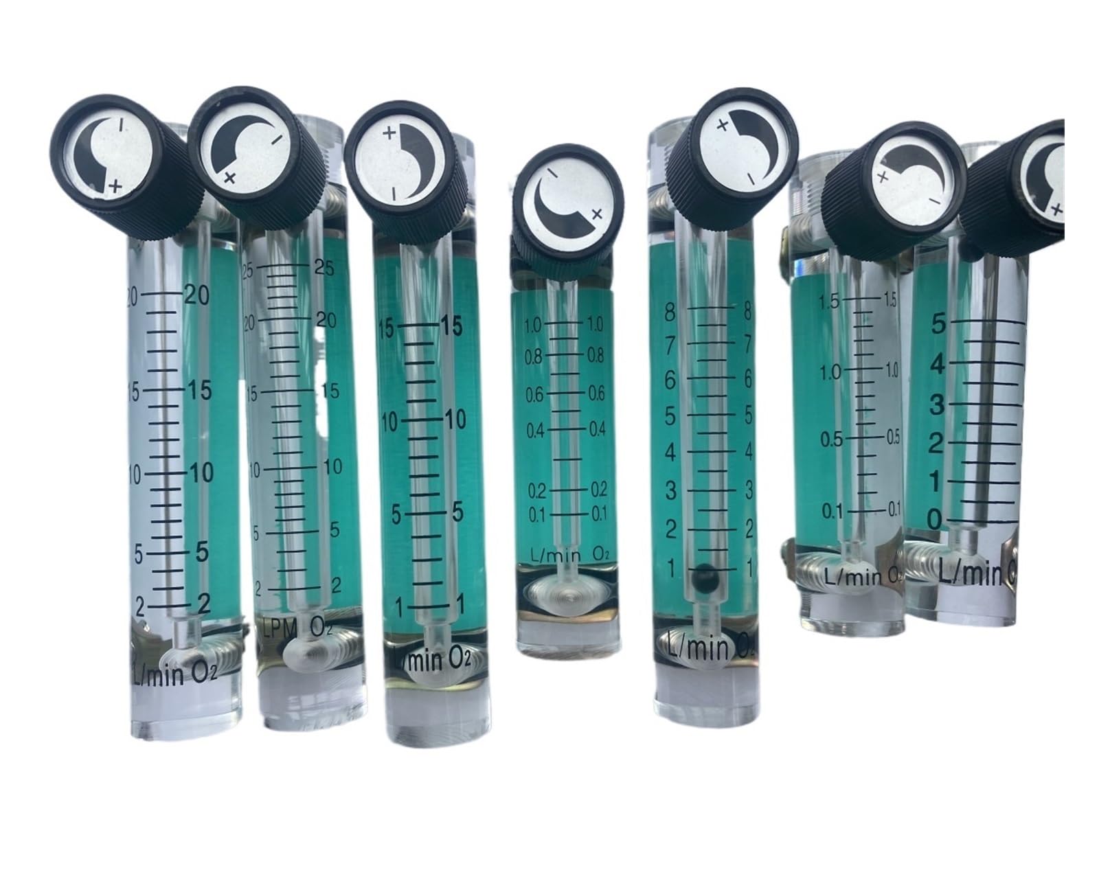 1 misuratore di portata di aria e ossigeno, flussometro, controflusso, misuratore di ossigeno, interruttore di flusso da 0,1 a 1,5 l/min. (2-25L per Min 116mm)