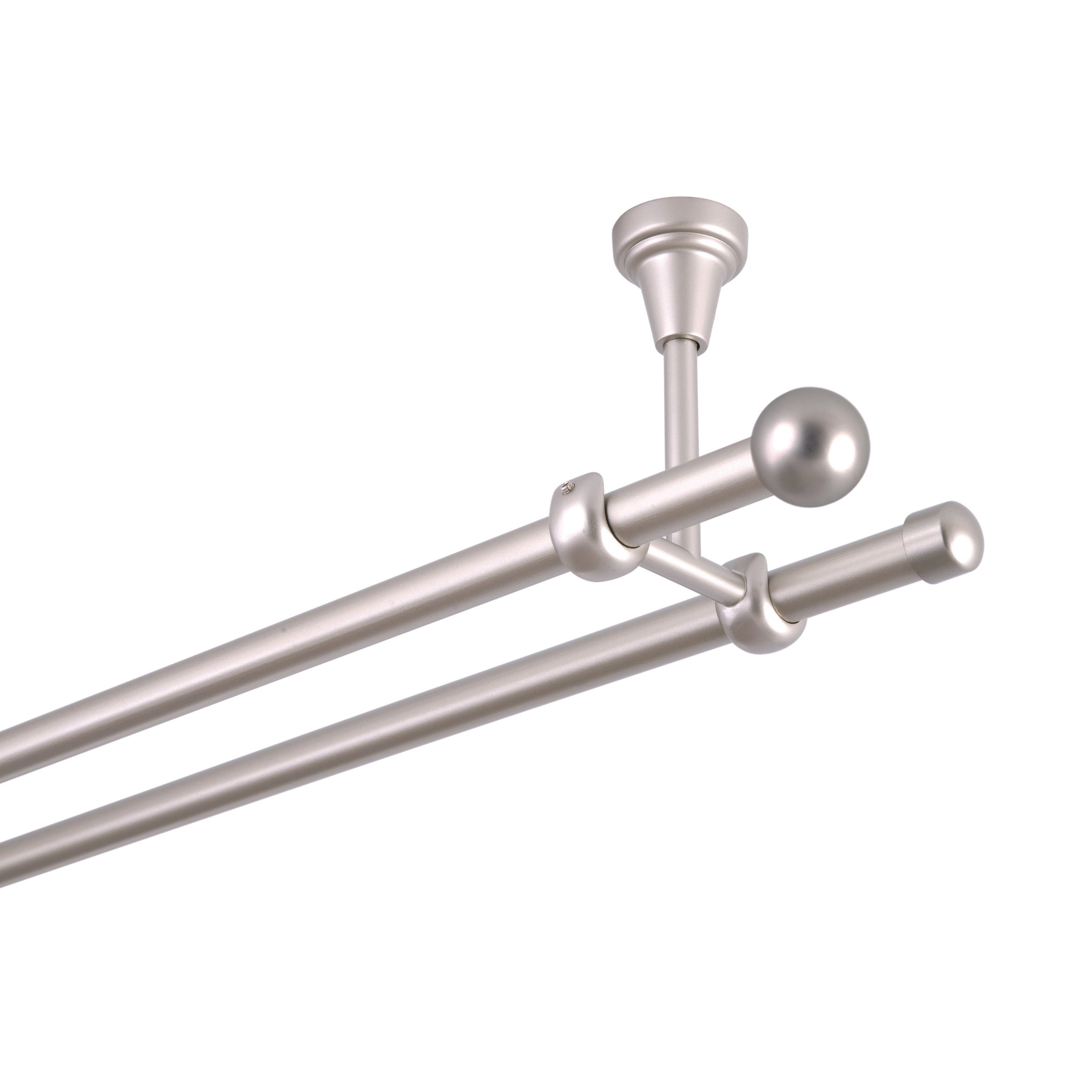 Tringle à rideaux 16 mm 2 voies Fixation au plafond Chrome mat Métal neuf (140)