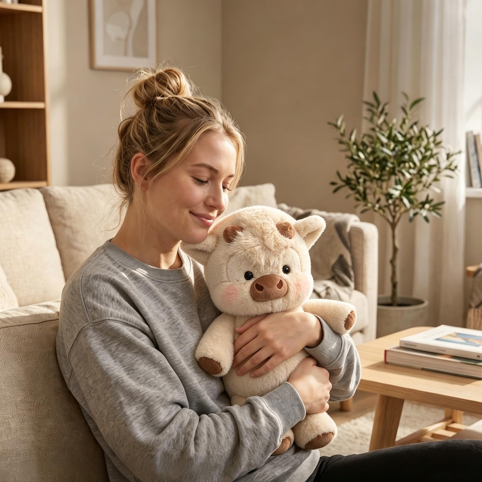 Peluche Che Corre, 45cm Peluche Di Cinghiale, Peluch Mucca, Vitello Che Corre Morbido Giocattolo, Bambola Da Collezione A Forma Di Pecora In Cartone Peluch Animato Per Ragazzi E Ragazze (B)