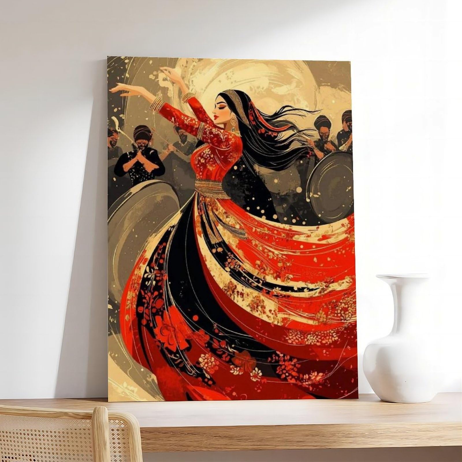 Stampa artistica da danza, poster su tela tradizionale per festival culturali, decorazione per camera da letto, ufficio, stanza, regalo, 40,6 cm di lunghezza x 61 cm di larghezza