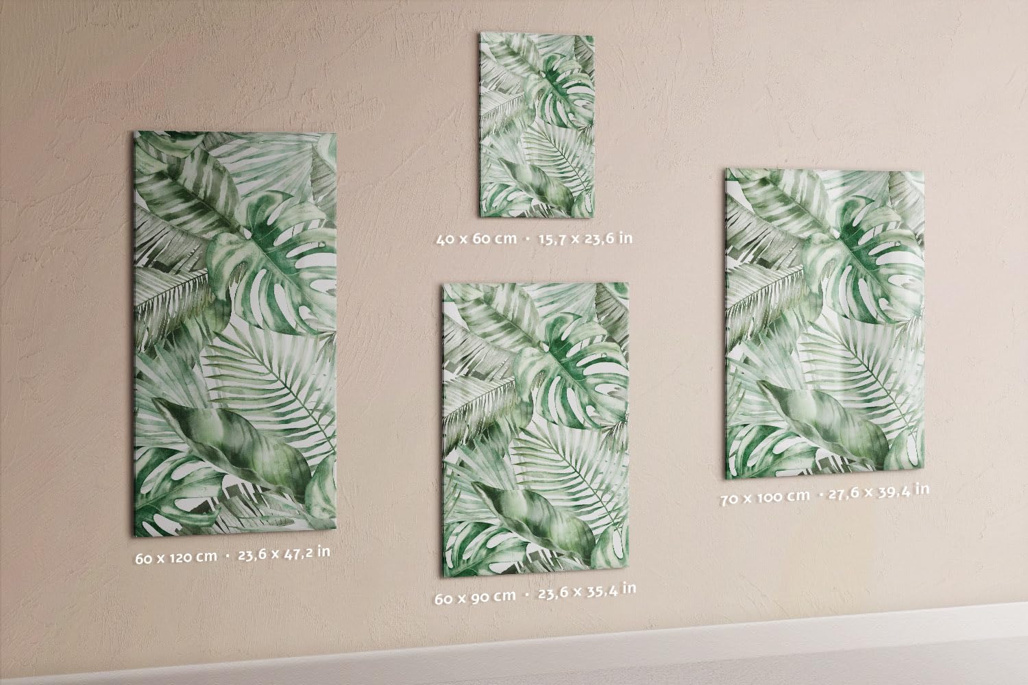 Tableau blanc en verre 40x60 cm | Feuilles aquarelles