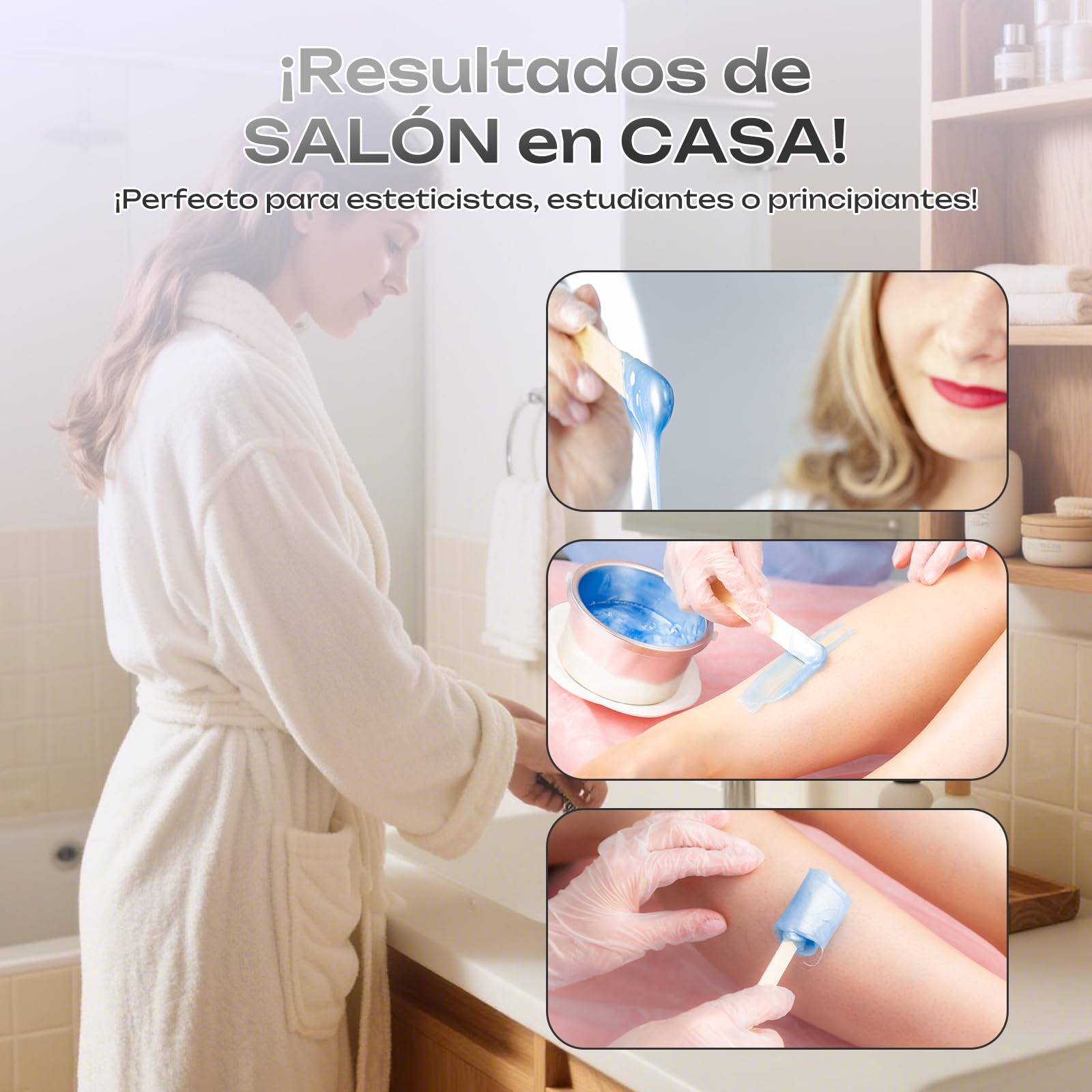 Calentador de Cera Depilatoria Profesional - Máquina de Cera Caliente para Depilación Rápida en Cara, Axilas y Cuerpo, Kit Completo 4 Ceras, Compacto, Portátil y Seguro para Piel Sensible (Negro)