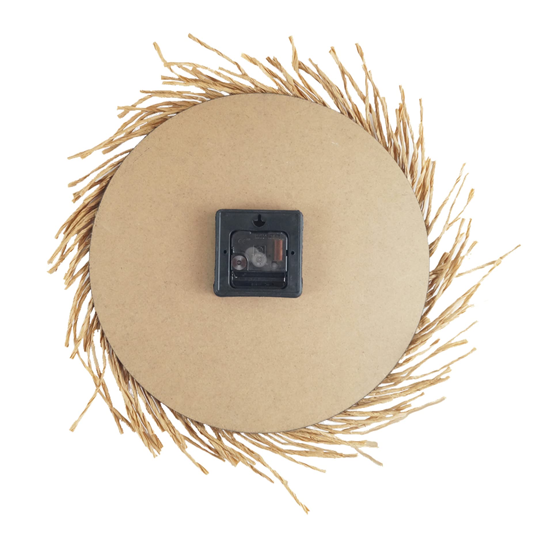Rebecca Mobili Orologio Per Muro, Orologi Da Parete Paglia Mdf, Beige, Stile Rustico, Arredo Cucina Soggiorno - Misure: 45 x 45 x 4,5 cm (HxLxP) - Art. RE6593