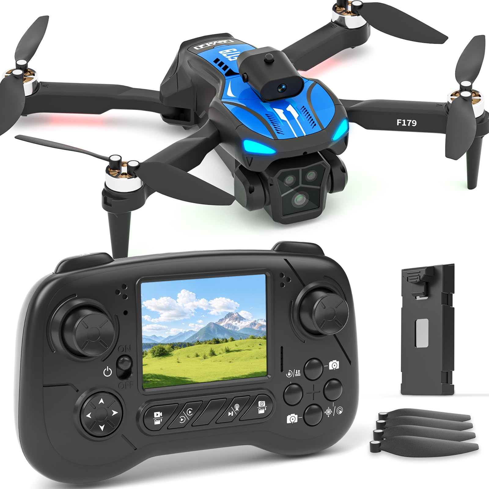 Photo 1 of Foldable Drone with 1080P Camera & 2.8" LCD Screen, Obstacle Avoidance Drone, Brushless Motor, FPV WiFi Quadcopter, Optical Flow Positioning, Trajectory Flight, 16min Flight Time, for Adults/Beginners