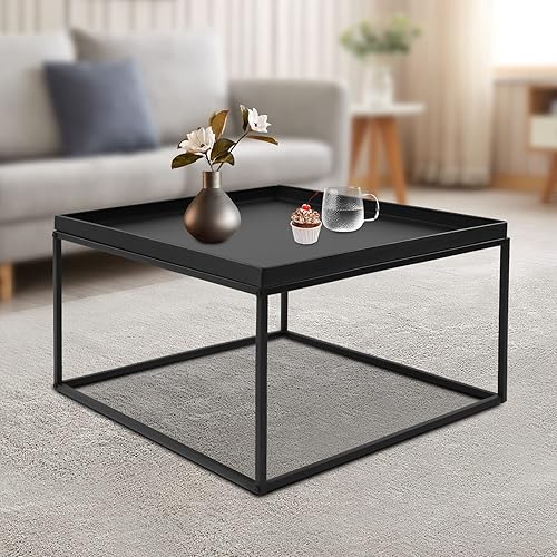 Miniatura 6 de Mesa auxiliar de metal estante de almacenamiento de 2 niveles de 232 pulgadas mesa auxiliar pequeña color negro mesita de noche antioxidante e