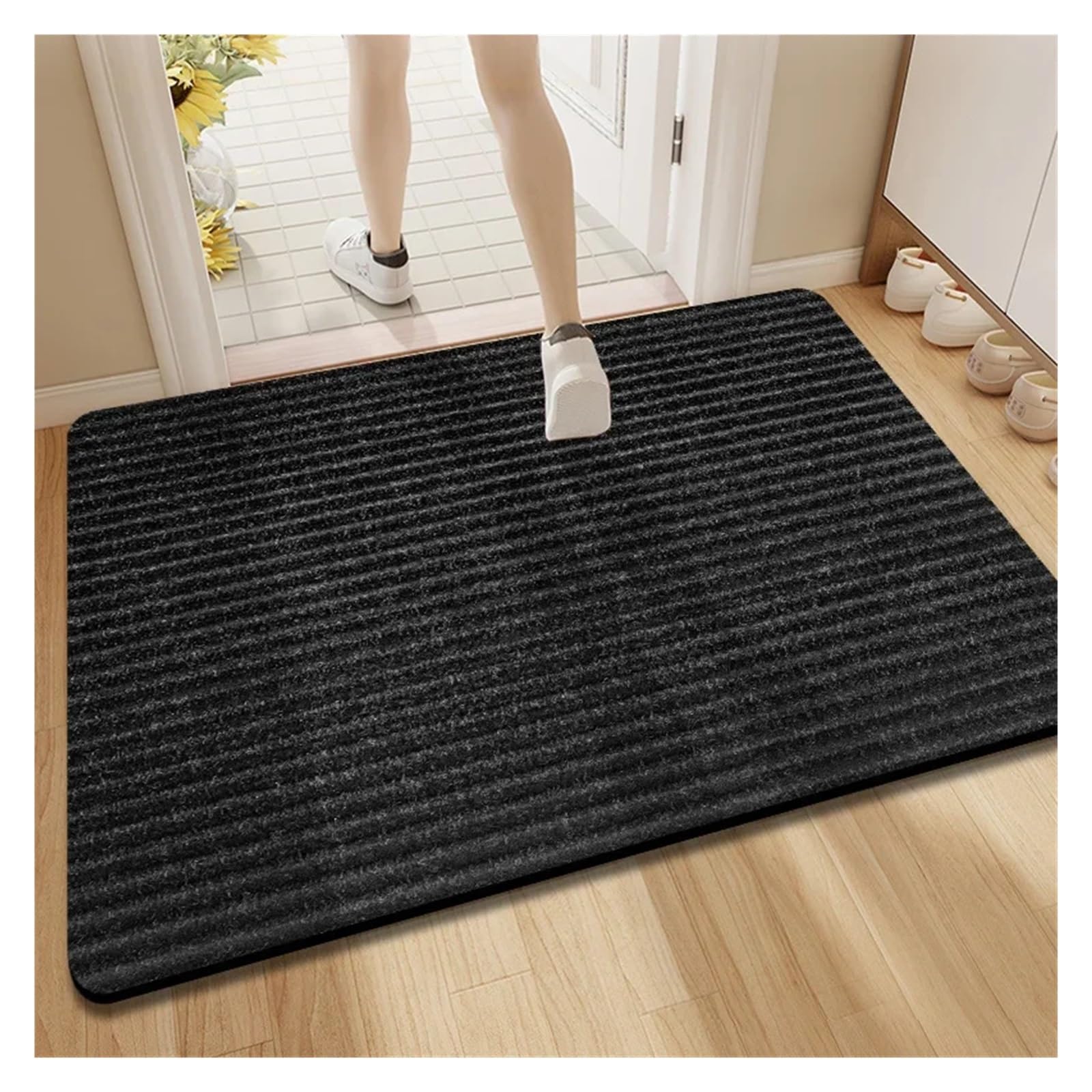 Zerbino Ingresso Tappeto e zerbino a copertura totale, di benvenuto, tappeto da pavimento impermeabile antiscivolo for interni ed esterni(Black,60x90)