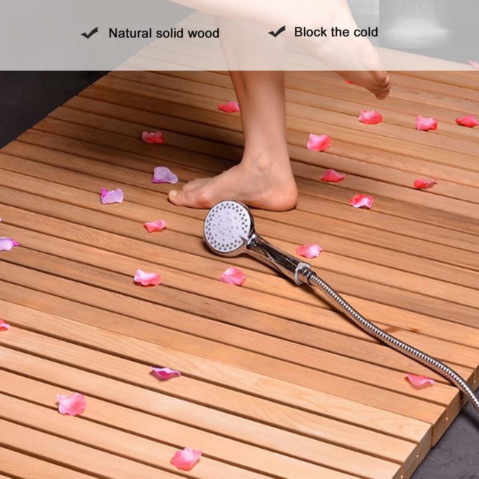 Alfombra ducha natural resistente al agua, plataforma madera, alfombra baño madera antideslizante, for sauna, alfombra rectangular for baño, bañera, ducha, uso interior y exterior, marrón ( Size : 40x