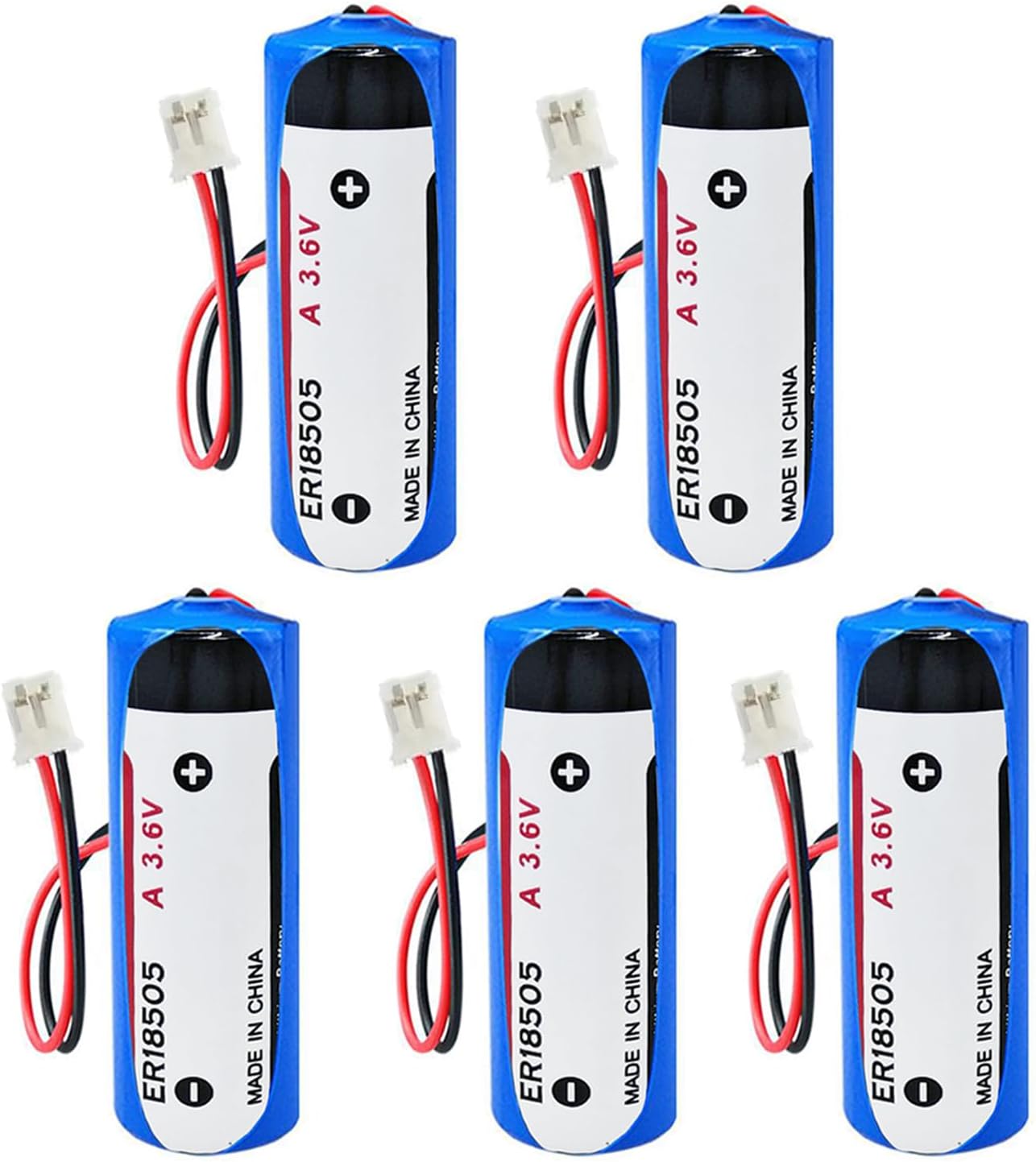 WEIMAA 5 Pack ER18505 Lithium Battery 3.6V 4000mAh Size A Primary Lithium Battery with 2.0 Connector