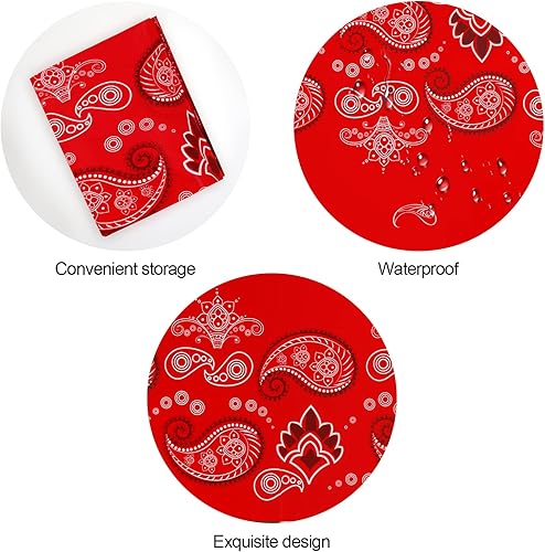 Miniatura 5 de PHOGARY Mantel de fiesta occidental de 2 piezas, bandana desechable con temática de vaquero, mantel de plástico con estampado de cachemira roja,