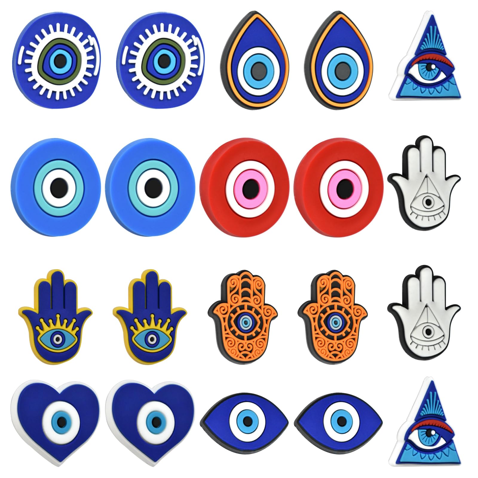 YOKUSHI Eye Silicone Focal Beads for Pens, 20Pcs Silicone Focal Beads Bulk Eye Shaped Silicone Beads Loose Rubber Silicone Beads for Beaded Pens Keychain Making （Eye）