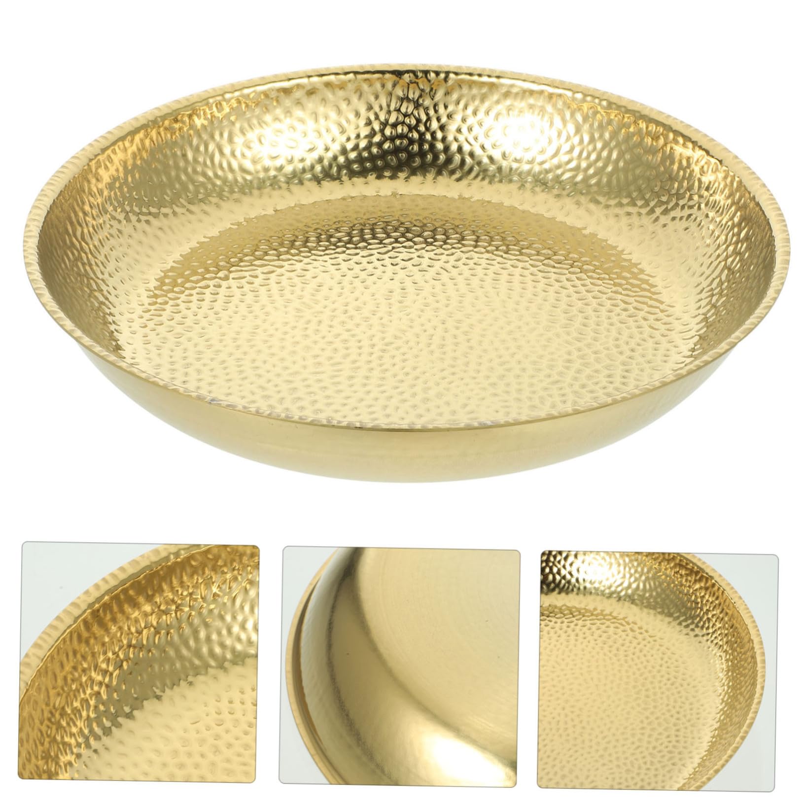 ULTECHNOVO Edelstahl Speiseteller Rund Gehämmertes Design 22cm Goldfarben Leicht zu Reinigen Korrosionsbeständig für Grill und Meeresfrüchte