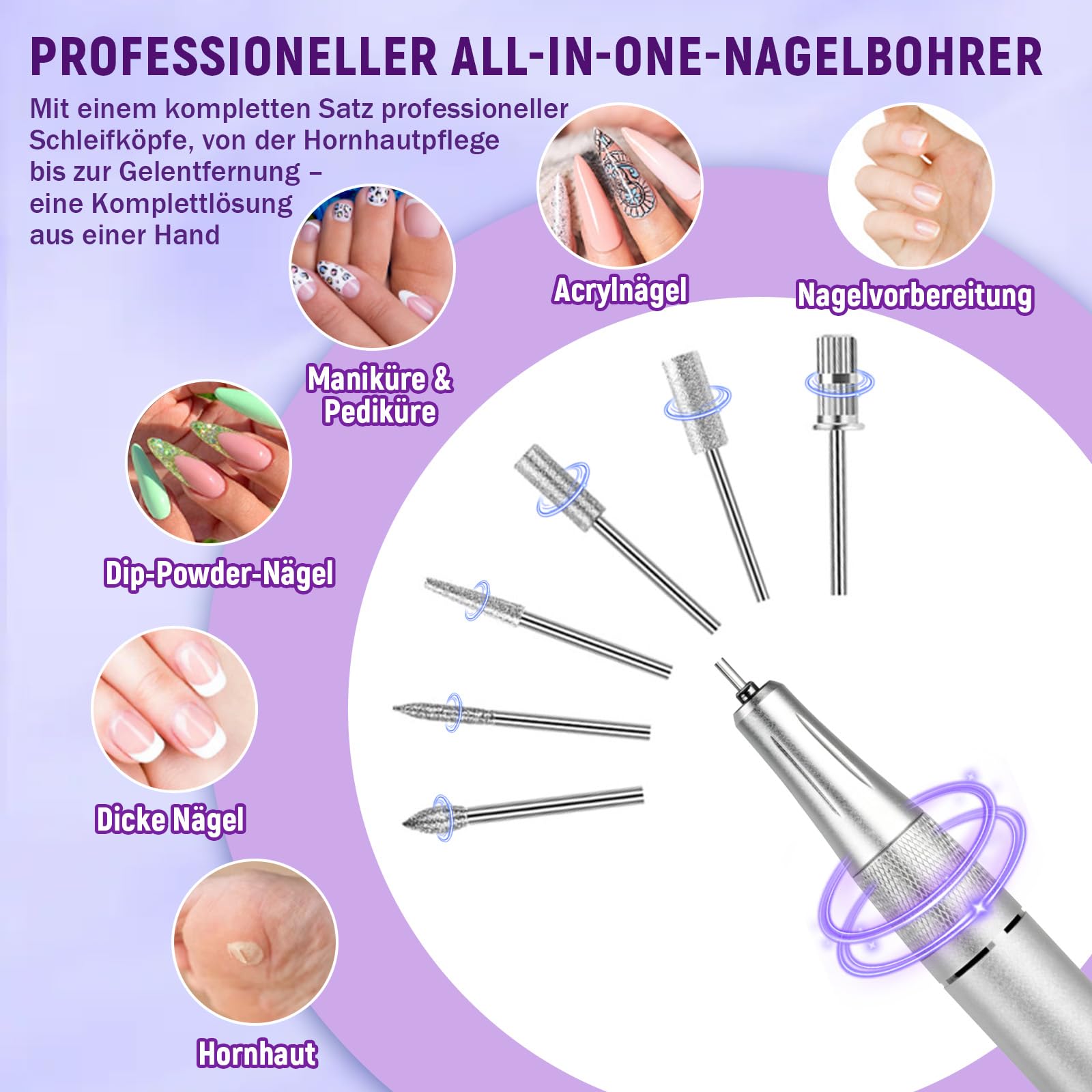BQ-108 Nagelfräser für gelnägel,Elektrische Nagelfeile (Strass-Version)