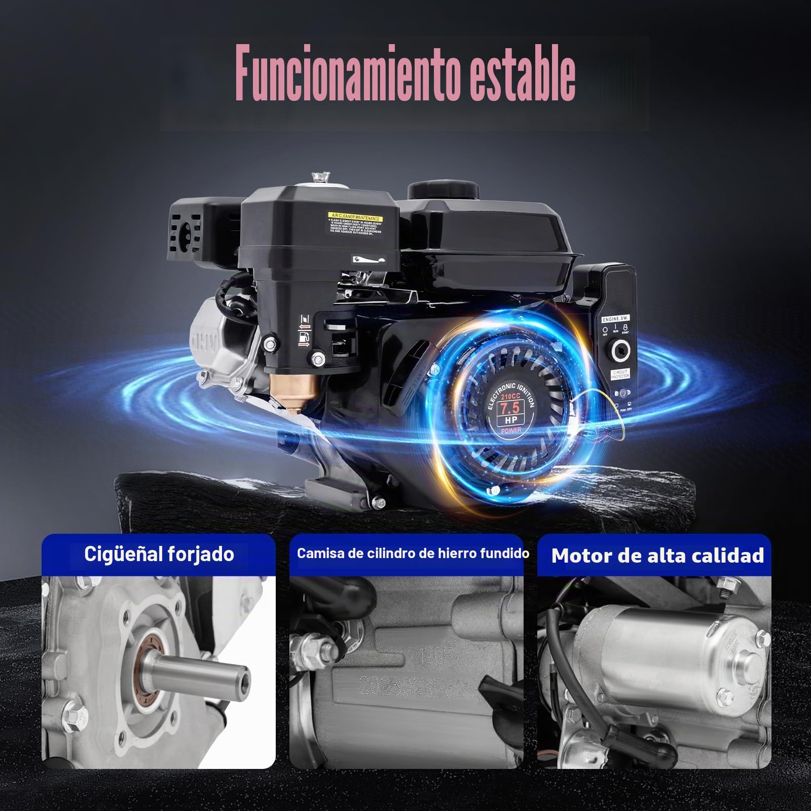 Motor de gasolina de 4 tiempos con 7,5 CV, arranque eléctrico, karting 212 cc, arranque de tracción