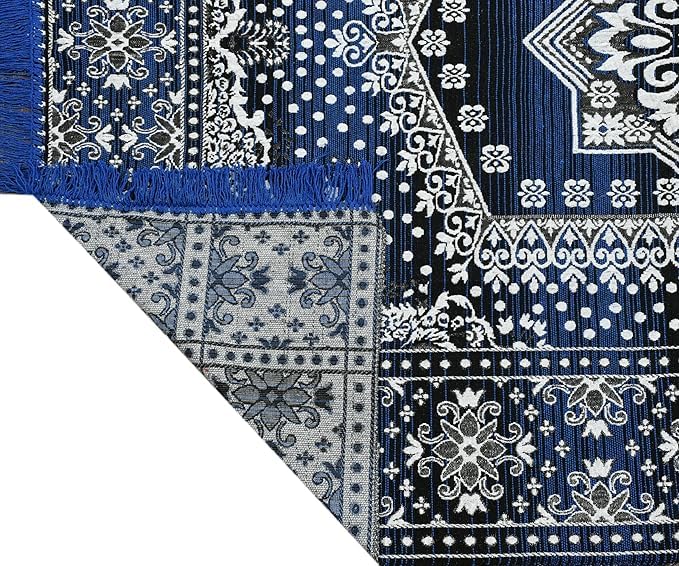 Image of Premium Cotton Carpet 4X6 feet Mult Colour for Living Room, Hall & Kitche | Carpet mat /Area Rug /Carpet & Rug /Carpet for Floor /Kalin & Dhuurie | Square (Blue)